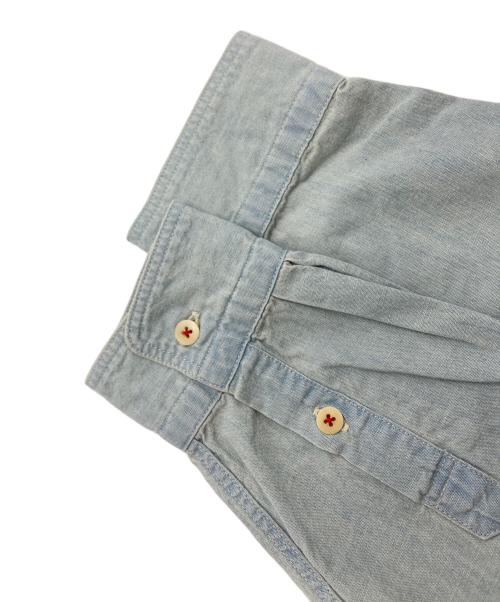 KURO（クロ）KURO (クロ) FRAMED BLANKET STITCH CHAMBRAY SHIRT ブルーの古着・服飾アイテム