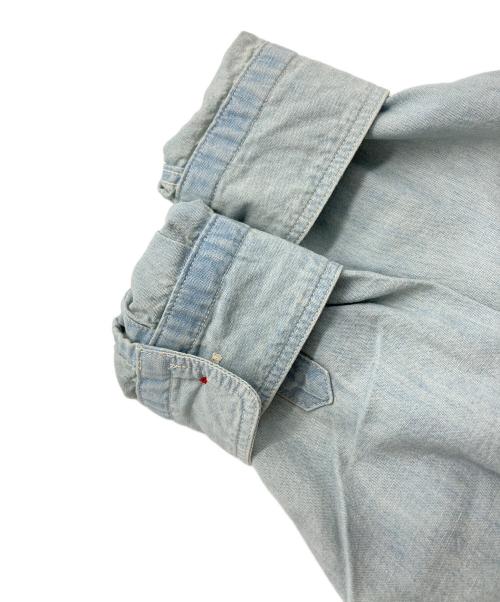 KURO（クロ）KURO (クロ) FRAMED BLANKET STITCH CHAMBRAY SHIRT ブルーの古着・服飾アイテム