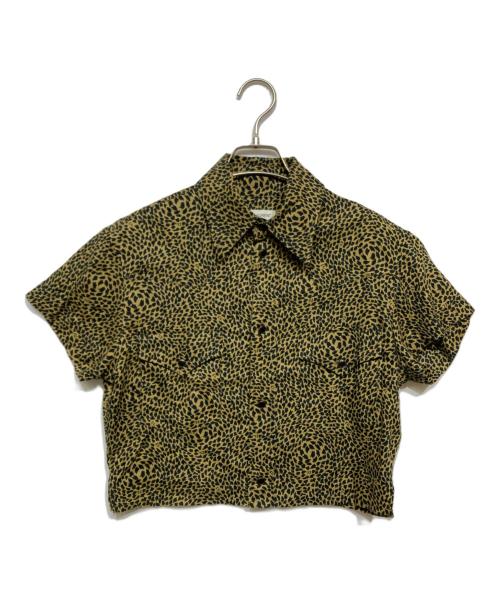 Saint Laurent Paris（サンローランパリ）Saint Laurent Paris (サンローランパリ) ベイビーキャット柄 クロップドシャツ　725760 Y04DN ブラック×ブラウン サイズ:Sの古着・服飾アイテム
