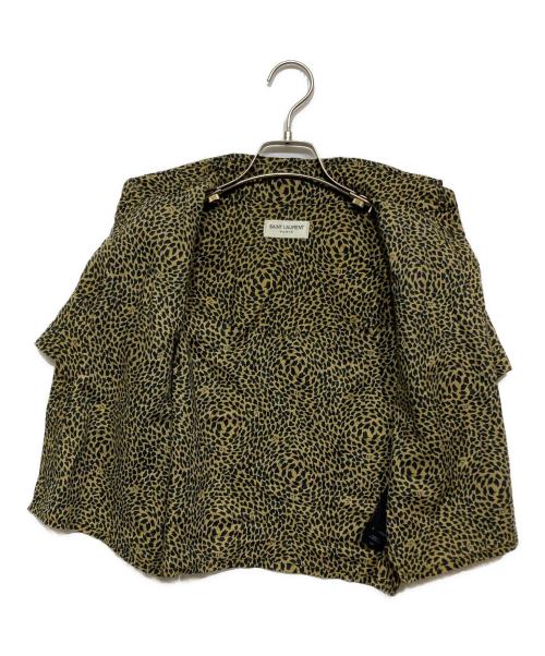 Saint Laurent Paris（サンローランパリ）Saint Laurent Paris (サンローランパリ) ベイビーキャット柄 クロップドシャツ　725760 Y04DN ブラック×ブラウン サイズ:Sの古着・服飾アイテム