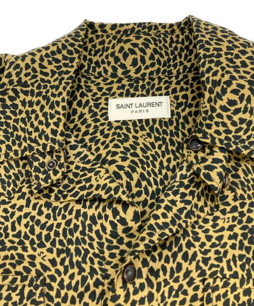 Saint Laurent Paris（サンローランパリ）Saint Laurent Paris (サンローランパリ) ベイビーキャット柄 クロップドシャツ　725760 Y04DN ブラック×ブラウン サイズ:Sの古着・服飾アイテム