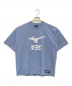 MIZUNO×WIND AND SEAミズノ×ウィンダンシー）の古着「プリントTシャツ」｜ブルー