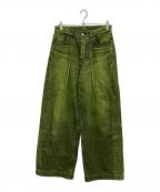 SUBLATIONSサブレーションズ）の古着「WIDE SEAM DENIM BAGGY PANTS（ワイド シーム デニム バギー パンツ）」｜グリーン