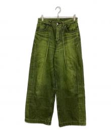 SUBLATIONS（サブレーションズ）の古着「WIDE SEAM DENIM BAGGY PANTS（ワイド シーム デニム バギー パンツ）」｜グリーン