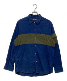 stussy（ステューシー）の古着「バイカラーネルシャツ」｜ネイビー×オリーブ