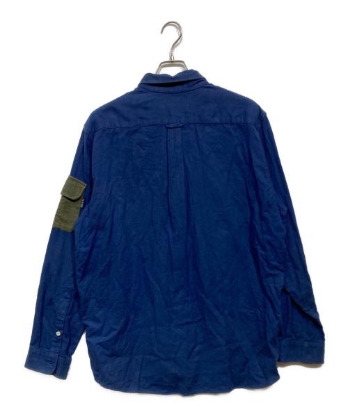 stussy（ステューシー）stussy (ステューシー) バイカラーネルシャツ ネイビー×オリーブ サイズ:Mの古着・服飾アイテム