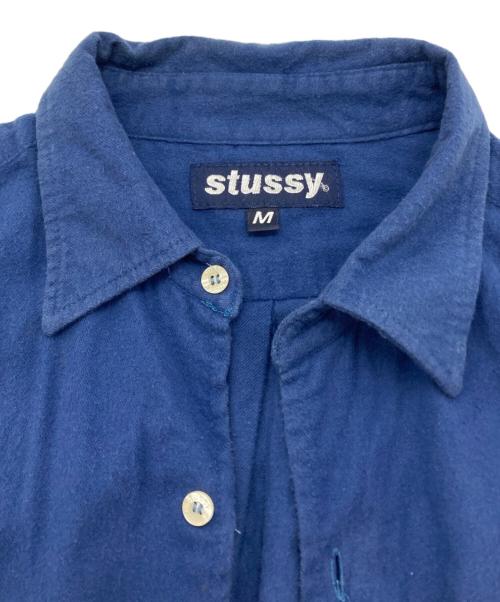 stussy（ステューシー）stussy (ステューシー) バイカラーネルシャツ ネイビー×オリーブ サイズ:Mの古着・服飾アイテム