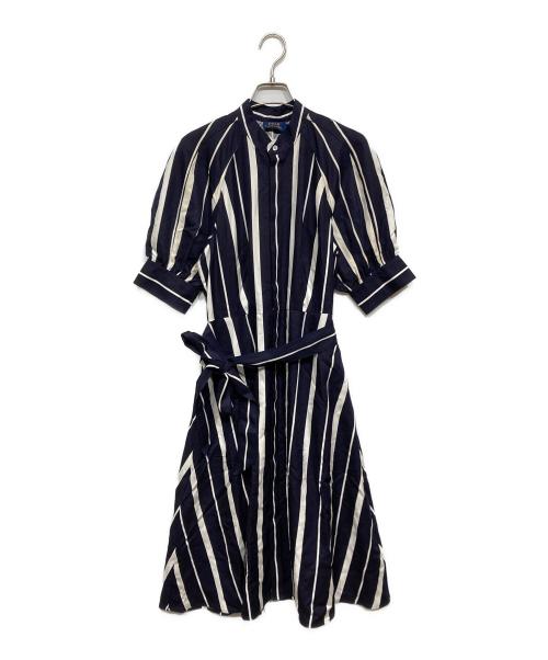 POLO RALPH LAUREN（ポロ・ラルフローレン）POLO RALPH LAUREN (ポロ・ラルフローレン) ストライプシャツワンピース ネイビー サイズ:6の古着・服飾アイテム