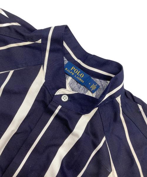 POLO RALPH LAUREN（ポロ・ラルフローレン）POLO RALPH LAUREN (ポロ・ラルフローレン) ストライプシャツワンピース ネイビー サイズ:6の古着・服飾アイテム