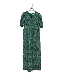 ne quittez pas（ヌキテパ）の古着「Cotton Dobby Stripe Flower Print All In One 010861FS2」｜グリーン