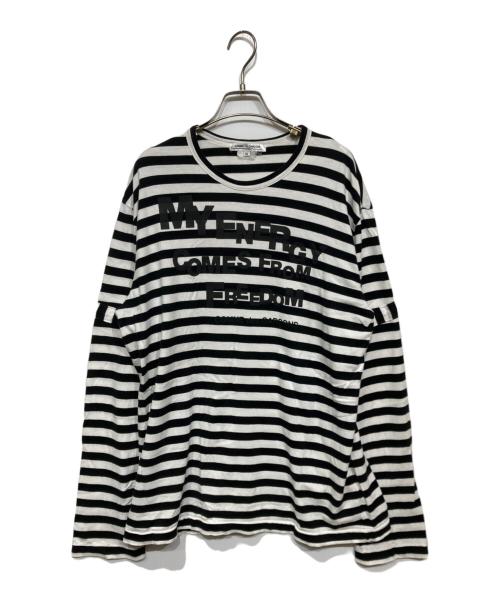 COMME des GARCONS（コムデギャルソン）COMME des GARCONS (コムデギャルソン) ボーダーカットソー ホワイト×ブラック サイズ:XLの古着・服飾アイテム