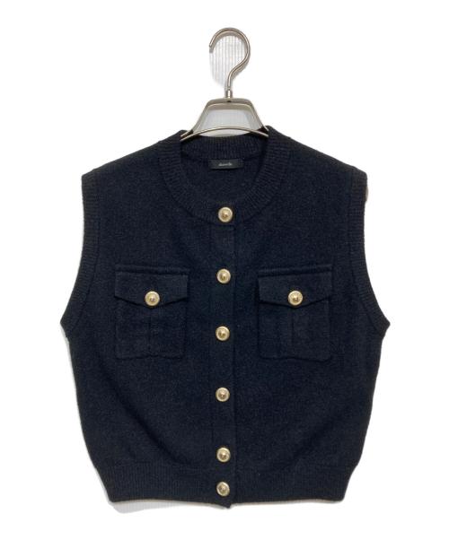 allureville（アルアバイル）allureville (アルアバイル) モールWフェイスニットジレ ブラック サイズ:2の古着・服飾アイテム