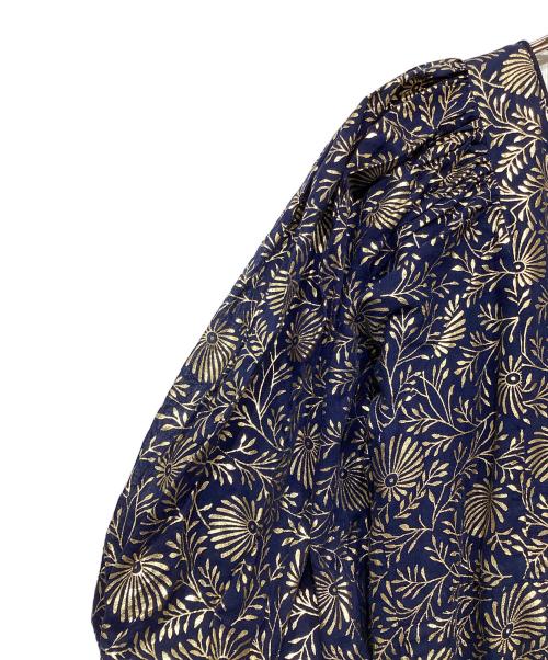 ne quittez pas（ヌキテパ）ne quittez pas (ヌキテパ) Cotton Voile Foil Flower Print  Volume Sleeve Dress ネイビー×ゴールド サイズ:Free 未使用品の古着・服飾アイテム