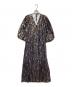 ne quittez pas (ヌキテパ) Cotton Voile Foil Flower Print  Volume Sleeve Dress ネイビー×ゴールド サイズ:Free 未使用品：13000円
