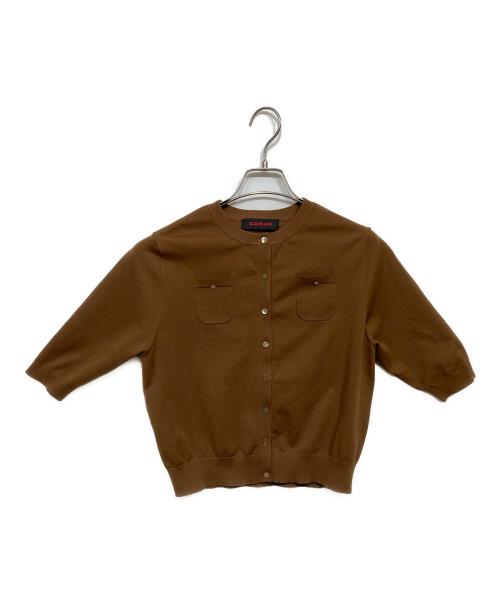 CABAN（キャバン）CABAN (キャバン) ファインポリエステルハーフスリーブポケットカーディガン ブラウン サイズ:Sの古着・服飾アイテム