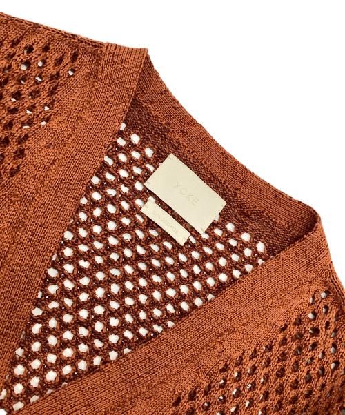 YOKE（ヨーク）YOKE (ヨーク) MESHED KNIT CARDIGAN ブラウン サイズ:2の古着・服飾アイテム