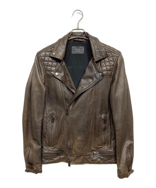 ALL SAINTS（オールセインツ）ALL SAINTS (オールセインツ) ダブルライダースジャケット ブラウン サイズ:XSの古着・服飾アイテム
