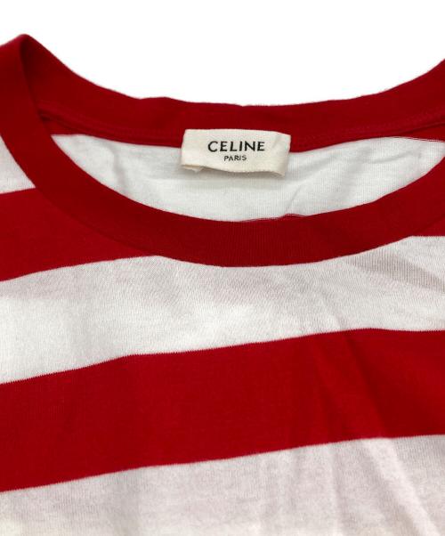 CELINE（セリーヌ）CELINE (セリーヌ) キモノスリーブカットソー レッド×ホワイト サイズ:Sの古着・服飾アイテム