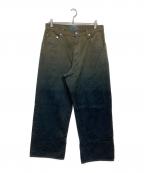 UNFOLLOWアンフォロー）の古着「indigo layer dye wardrobe jeans　25030684001230」｜インディゴ×ブラウン
