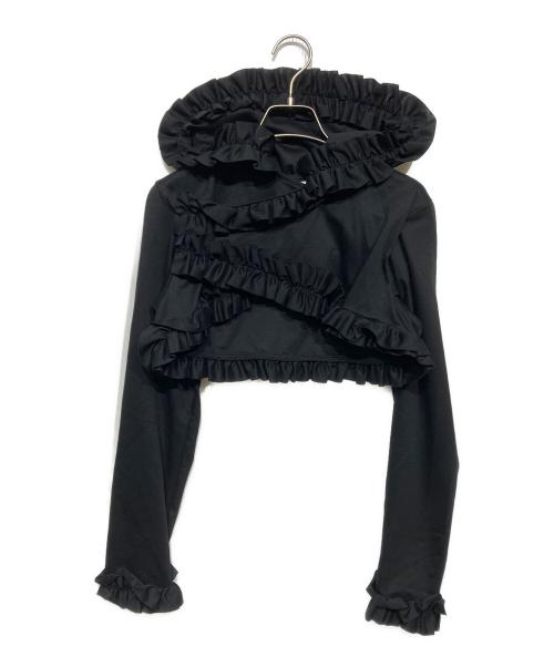 noir kei ninomiya（ノワール ケイ ニノミヤ）noir kei ninomiya (ノワール ケイ ニノミヤ) フリルクロップドブラウス ブラック サイズ:Ｓの古着・服飾アイテム