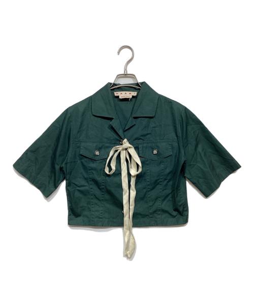 MARNI（マルニ）MARNI (マルニ) オープンカラーリボンシャツ グリーン サイズ:38の古着・服飾アイテム