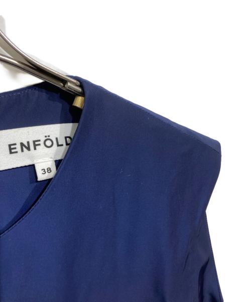 ENFOLD（エンフォルド）ENFOLD (エンフォルド) アシンメトリー ランダムフリル ブラウス　300FA230-1030 ネイビー サイズ:38の古着・服飾アイテム