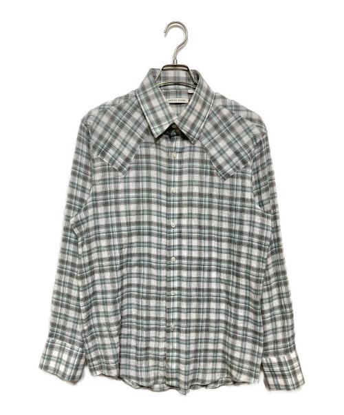 CARTER YOUNG（カーターヤング）CARTER YOUNG (カーターヤング) WESTERN BUSINESS SHIRT ICE PLAID ブルー×ホワイト サイズ:Sの古着・服飾アイテム