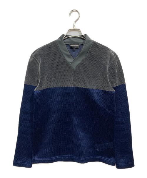 EMPORIO ARMANI（エンポリオ アルマーニ）EMPORIO ARMANI (エンポリオ アルマーニ) パンチングスウェット ネイビー×グレー サイズ:Sの古着・服飾アイテム