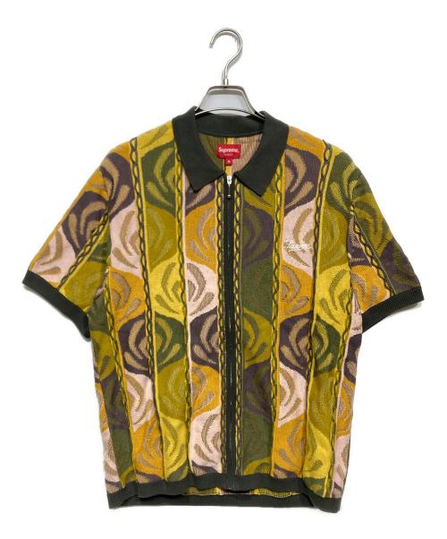 SUPREME（シュプリーム）SUPREME (シュプリーム) Abstract Textured Zip Up Polo グリーン サイズ:Mの古着・服飾アイテム