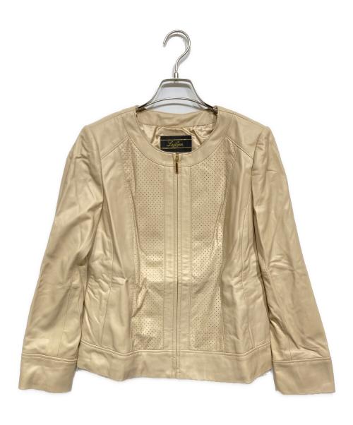 Leilian（レリアン）Leilian (レリアン) ラムレザージャケット ベージュ サイズ:9の古着・服飾アイテム