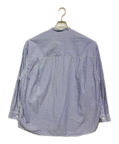 Graphpaper（グラフペーパー）Graphpaper (グラフペーパー) BROAD STRIPE L/S OVERSIZED BAND COLLAR SHIRT ブルー×ホワイト サイズ:Freeの古着・服飾アイテム