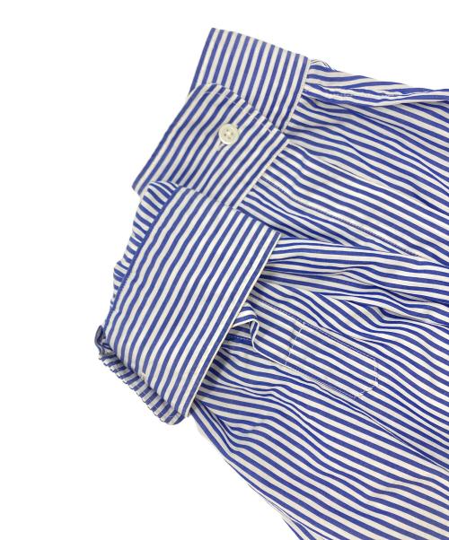Graphpaper（グラフペーパー）Graphpaper (グラフペーパー) BROAD STRIPE L/S OVERSIZED BAND COLLAR SHIRT ブルー×ホワイト サイズ:Freeの古着・服飾アイテム