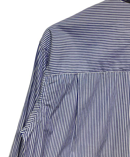 Graphpaper（グラフペーパー）Graphpaper (グラフペーパー) BROAD STRIPE L/S OVERSIZED BAND COLLAR SHIRT ブルー×ホワイト サイズ:Freeの古着・服飾アイテム