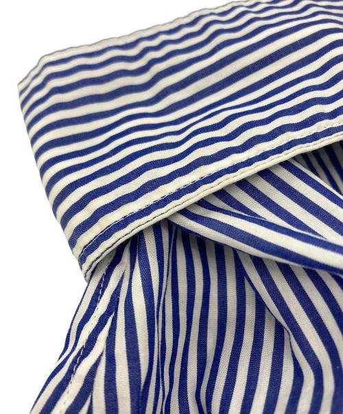 Graphpaper（グラフペーパー）Graphpaper (グラフペーパー) BROAD STRIPE L/S OVERSIZED BAND COLLAR SHIRT ブルー×ホワイト サイズ:Freeの古着・服飾アイテム
