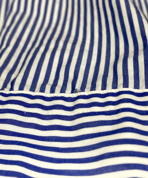 Graphpaper（グラフペーパー）Graphpaper (グラフペーパー) BROAD STRIPE L/S OVERSIZED BAND COLLAR SHIRT ブルー×ホワイト サイズ:Freeの古着・服飾アイテム