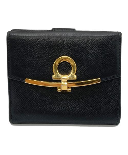 Salvatore Ferragamo（サルヴァトーレ フェラガモ）Salvatore Ferragamo (サルヴァトーレ フェラガモ) ガンチーニ2つ折り財布 ブラックの古着・服飾アイテム