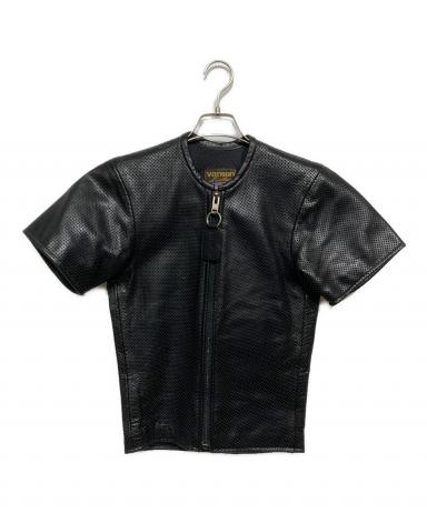 VANSONバンソン パンチングレザー半袖ジャケットSMサイズ 中古・古着通販】VANSON (バンソン) パンチングレザー半袖ジップアップ