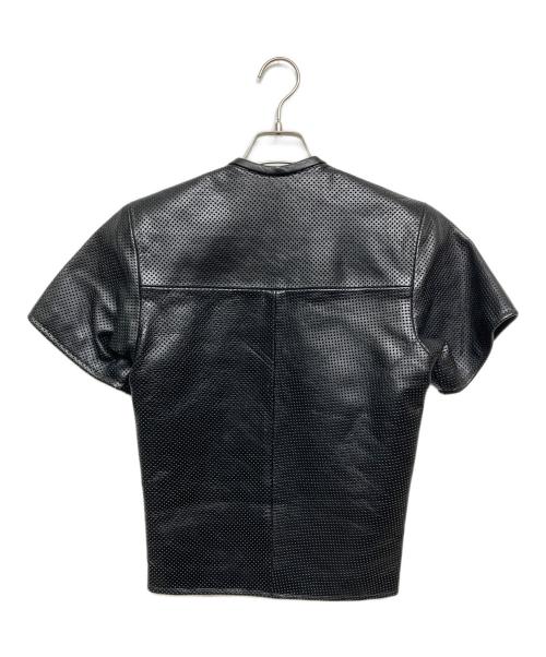 VANSON（バンソン）VANSON (バンソン) パンチングレザー半袖ジップアップジャケット ブラック サイズ:XSの古着・服飾アイテム