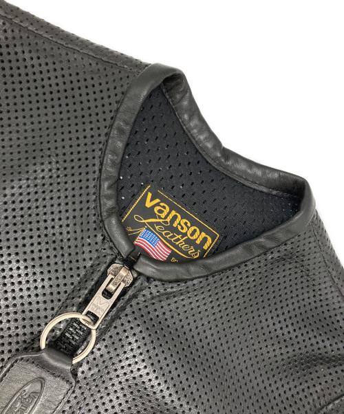 VANSON（バンソン）VANSON (バンソン) パンチングレザー半袖ジップアップジャケット ブラック サイズ:XSの古着・服飾アイテム