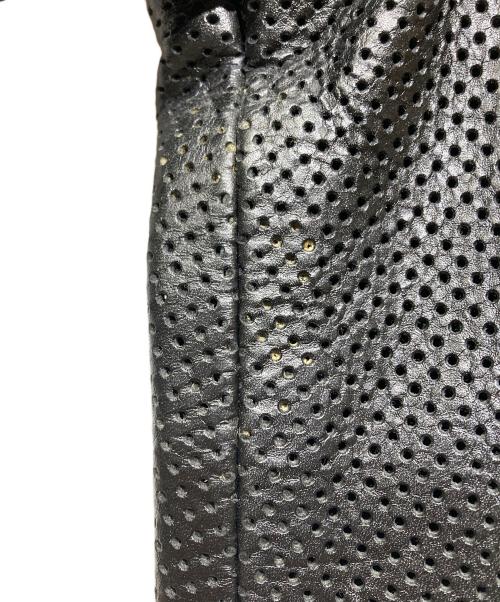 VANSON（バンソン）VANSON (バンソン) パンチングレザー半袖ジップアップジャケット ブラック サイズ:XSの古着・服飾アイテム