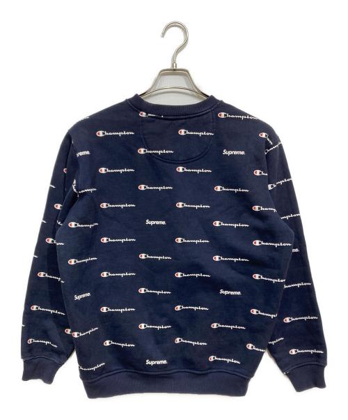 Champion（チャンピオン）Champion (チャンピオン) SUPREME (シュプリーム) 総柄スウェット ネイビー サイズ:Sの古着・服飾アイテム