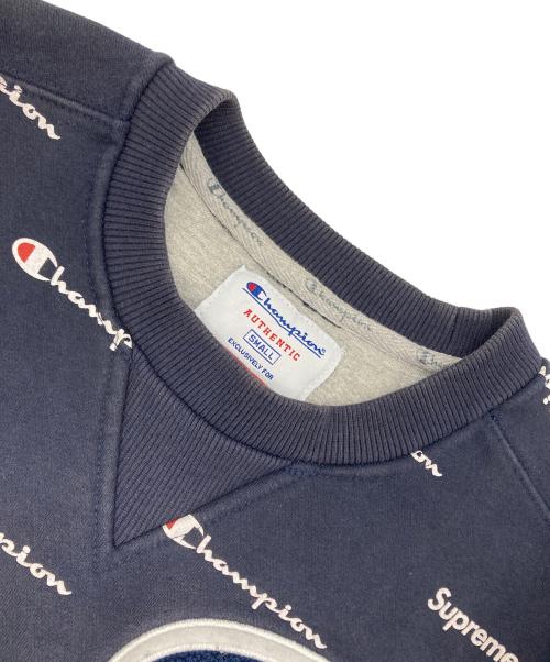Champion（チャンピオン）Champion (チャンピオン) SUPREME (シュプリーム) 総柄スウェット ネイビー サイズ:Sの古着・服飾アイテム