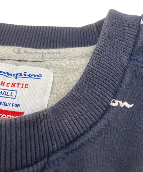Champion（チャンピオン）Champion (チャンピオン) SUPREME (シュプリーム) 総柄スウェット ネイビー サイズ:Sの古着・服飾アイテム