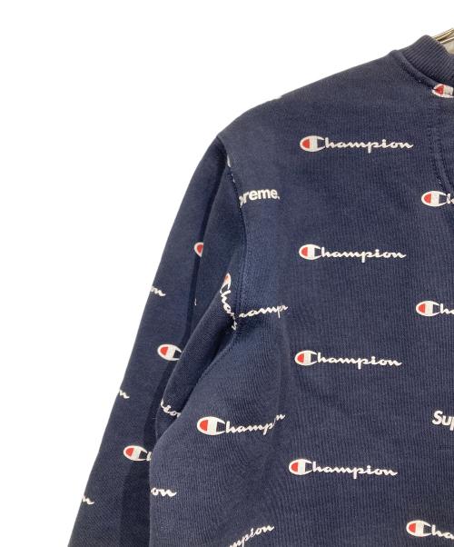 Champion（チャンピオン）Champion (チャンピオン) SUPREME (シュプリーム) 総柄スウェット ネイビー サイズ:Sの古着・服飾アイテム