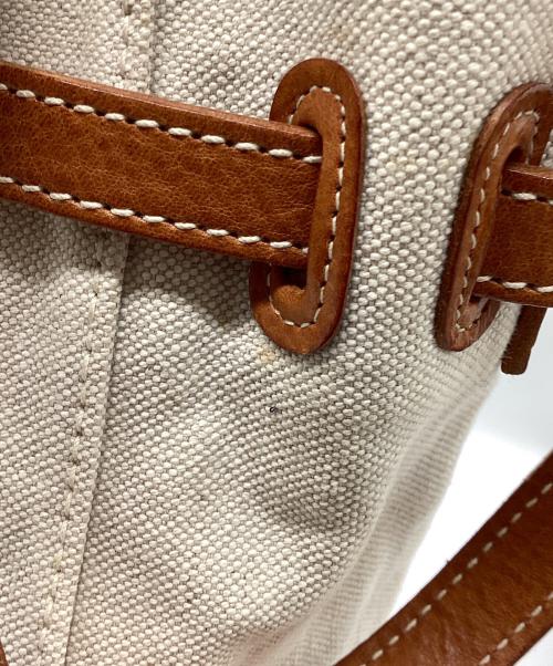 genten（ゲンテン）genten (ゲンテン) キャンバスショルダーバッグ ベージュ×ブラウンの古着・服飾アイテム