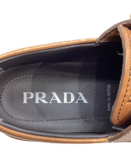 PRADA（プラダ）PRADA (プラダ) レースアップレザーローファー ブラウン サイズ:36の古着・服飾アイテム