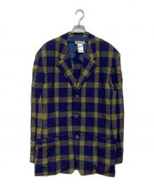ISSEY MIYAKE MEN（イッセイミヤケメン）の古着「シワ加工チェック3Bテーラードジャケット」｜パープル×カーキ