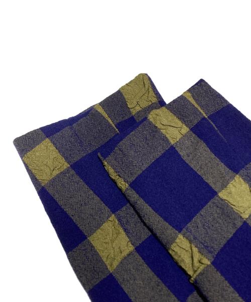 ISSEY MIYAKE MEN（イッセイミヤケメン）ISSEY MIYAKE MEN (イッセイミヤケメン) シワ加工チェック3Bテーラードジャケット パープル×カーキ サイズ:Lの古着・服飾アイテム