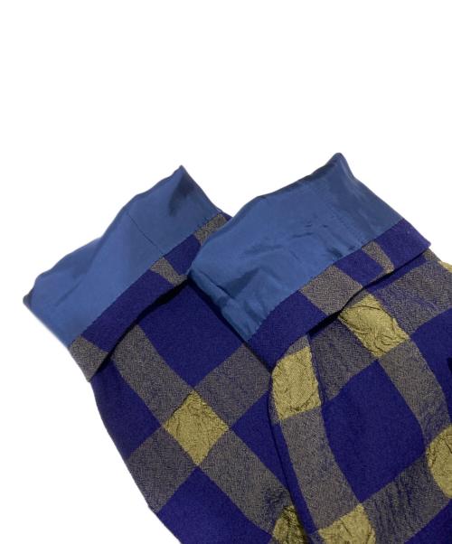 ISSEY MIYAKE MEN（イッセイミヤケメン）ISSEY MIYAKE MEN (イッセイミヤケメン) シワ加工チェック3Bテーラードジャケット パープル×カーキ サイズ:Lの古着・服飾アイテム