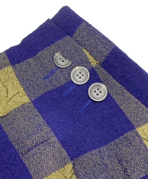 ISSEY MIYAKE MEN（イッセイミヤケメン）ISSEY MIYAKE MEN (イッセイミヤケメン) シワ加工チェック3Bテーラードジャケット パープル×カーキ サイズ:Lの古着・服飾アイテム